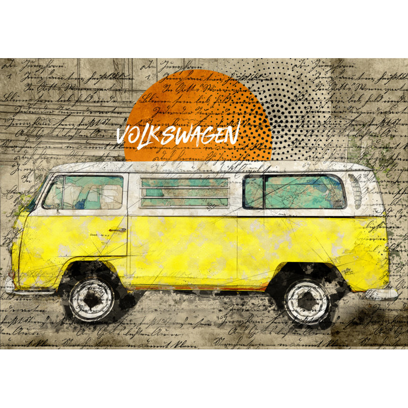 Volkswagen vw combi, Yellow, 50.8 cm H x 76.2 cm W