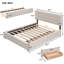 Lit plateforme tapissier avec 2 tiroirs et 1 lit gigogne simple TG, tissu de lin, grand lit - beige foncé (OLD SKU: LP100314AAA)