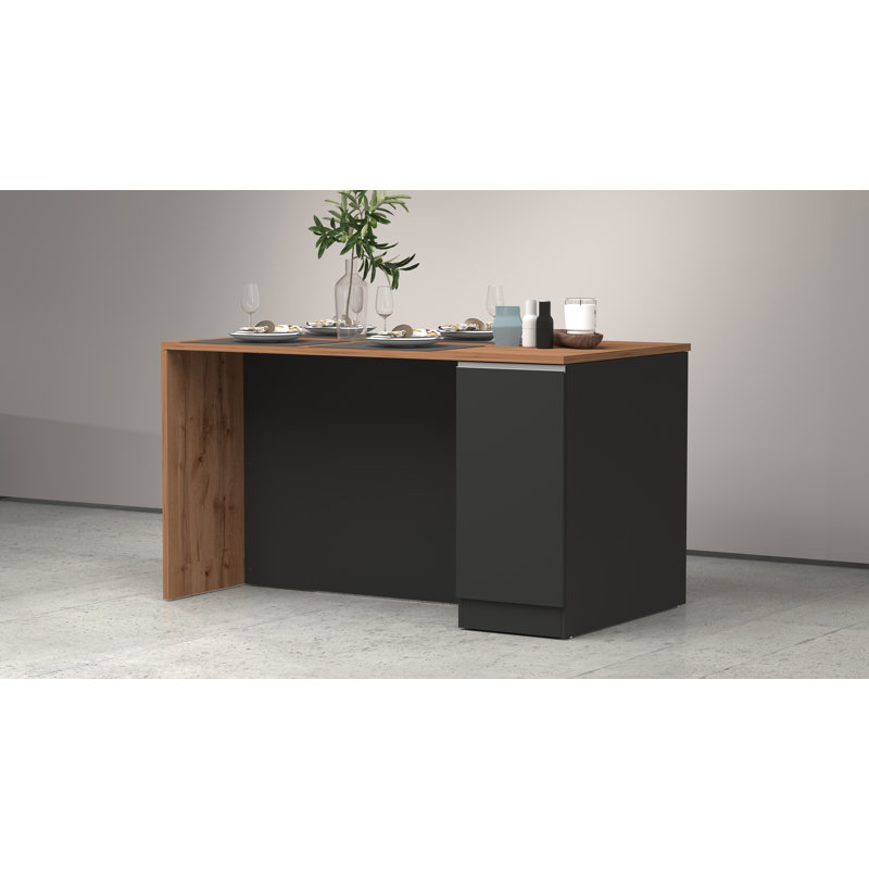 Caymitte Wood Kitchen Island, Anthracite Grey/Oak