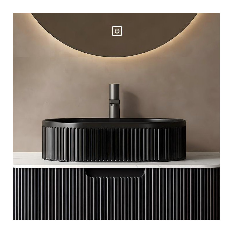 20'' Black Oval Bathroom Ceramic Basin, NO Cabinet
