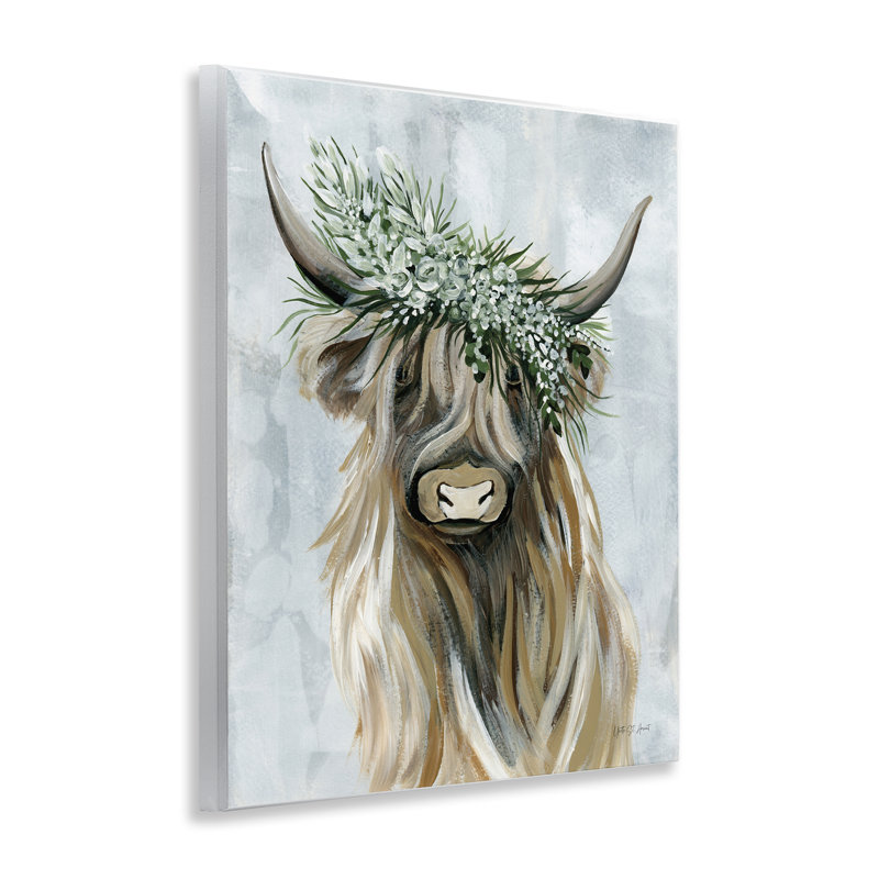  Floral Crowned Bovine Wall Plaque Art by Yvette St. Amant