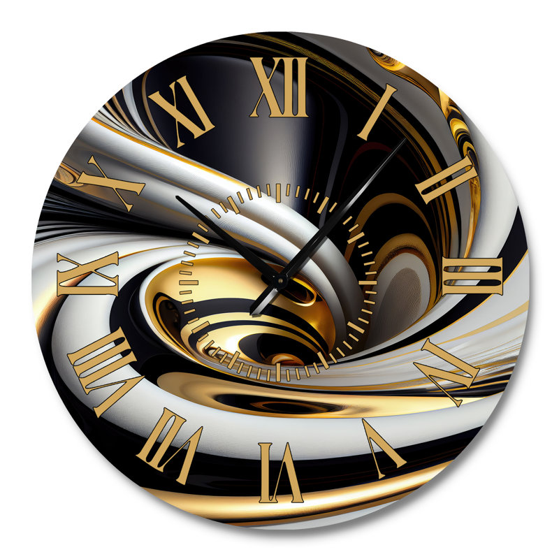 Horloge murale en verre doré doré noir et blanc, Grand