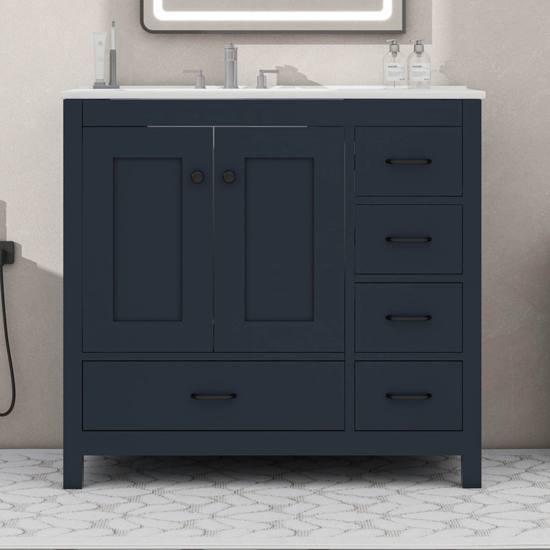 Meuble-lavabo 36 po avec lavabo 36 po, Bleu