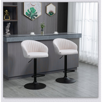 Adjustable Swivel Bar Stools Set of 2, Linen Touch Fabric
