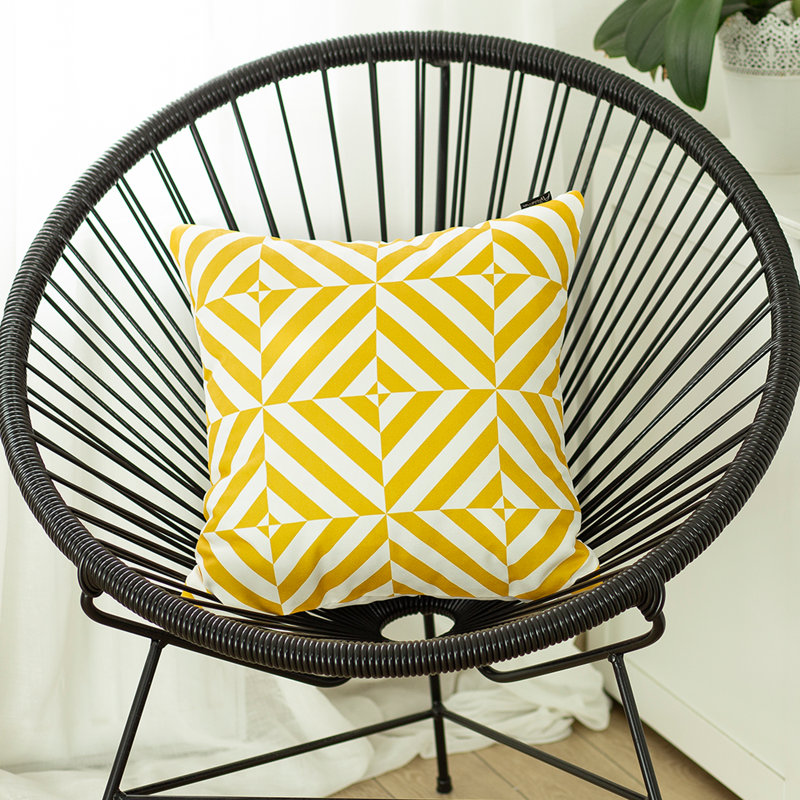 Geometric Reversible Pillow Cover, Yellow