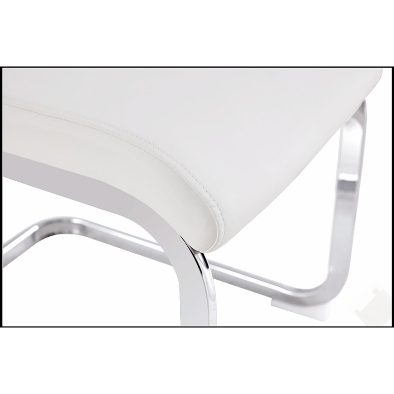 Chaises de salle à manger en similicuir polyuréthane à haut dossier, rembourrées pour le confort et l'élégance moderne, Blanc