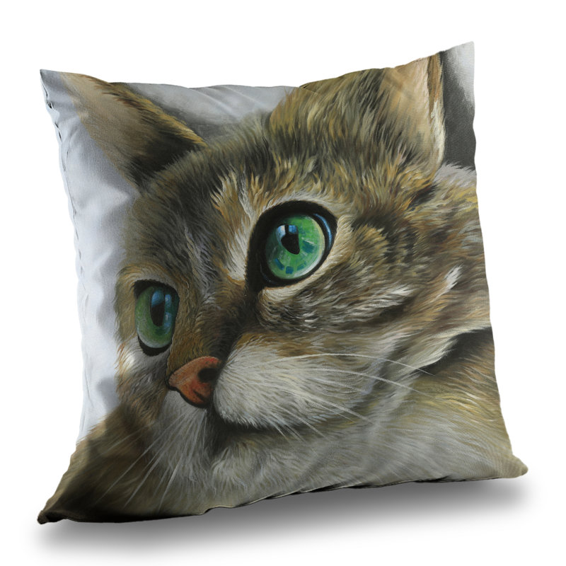 Peaceful cat portrait - Brown hyperrealist poly twill throw