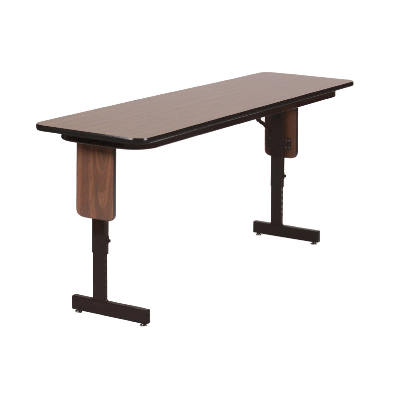 Table pliante rectangulaire réglable, Noyer, l 60 po x P 24 po