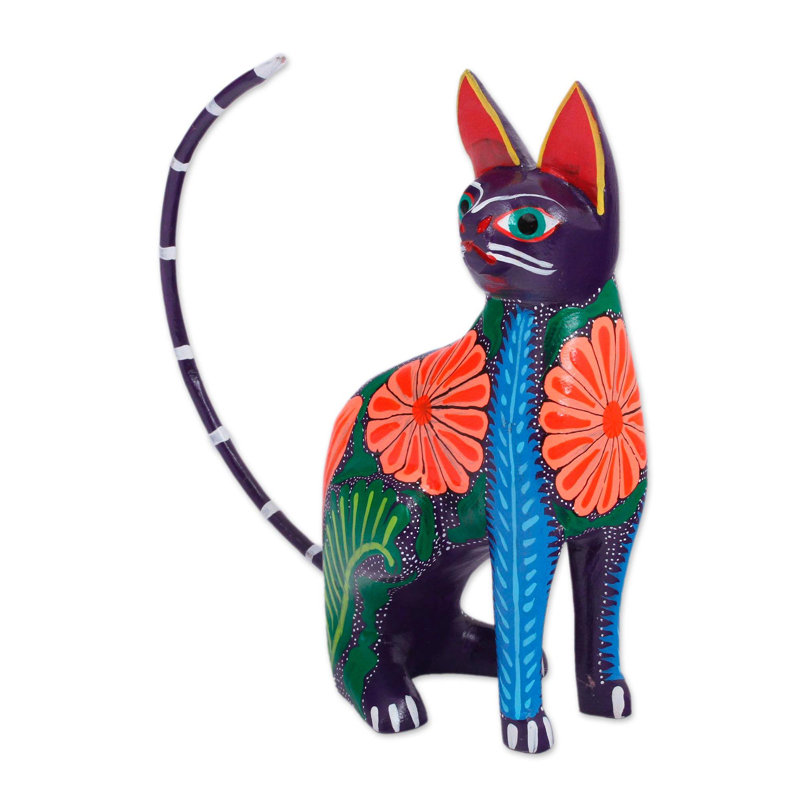 Figurine alebrije en bois féline gracieuse Emington