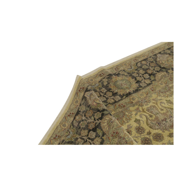 Tapis doré et noir noué à la main de haute qualité