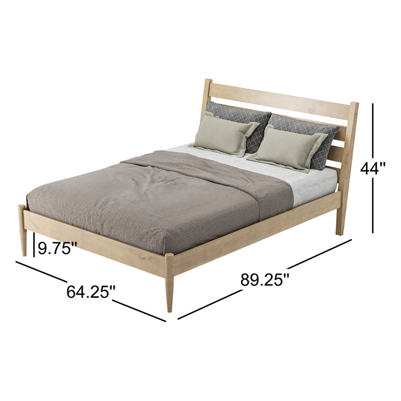 Ashlie Queen Size Solid Wood Bed, Light Oak