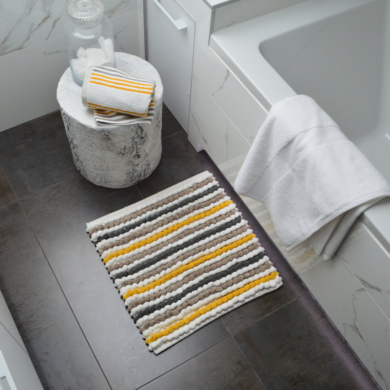Kupar Chunky Bobble Square Bath Mat, Mustard