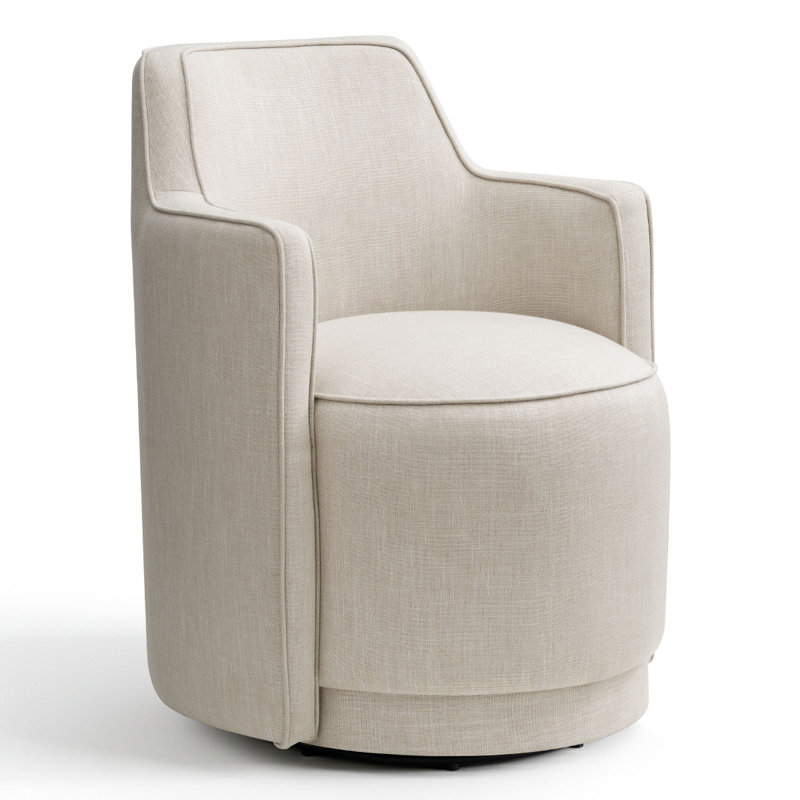 Fauteuil pivotant rembourré entièrement assemblé en tissu, Beige