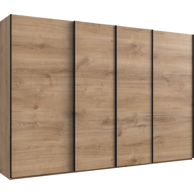 Guardino 4 Door Wardrobe, 236cm H x 350cm W x 65cm D, Plank Oak