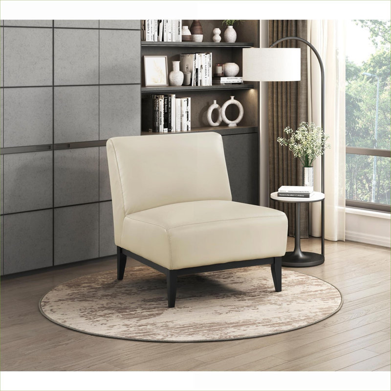 Fauteuil de chambre en cuir grainé de qualité supérieure, beige lin, assise en bois massif pour le salon, Beige