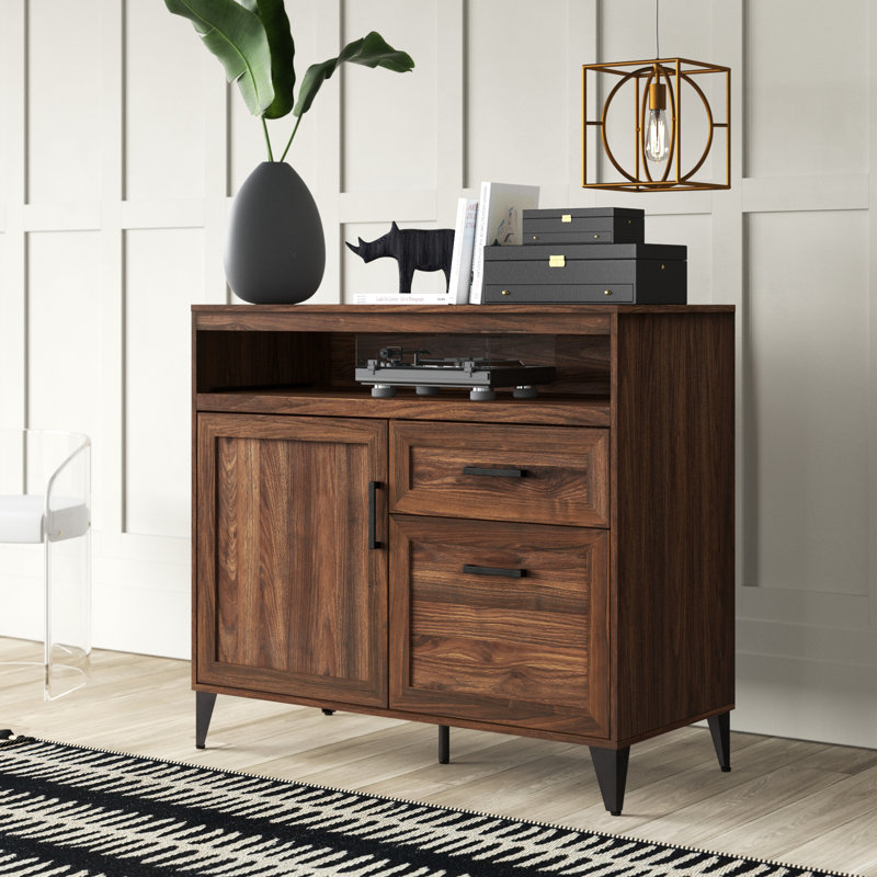 Bureau armoire Laqueshia, Noyer foncé