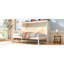 Lit mural simple blanc et brun avec éclairage à DEL, armoire pliable, bois massif, ouverture hydraulique lisse, idéal pour les espaces de travail à la maison dans les petites résidences, bois, système, dortoirs de bonne étude-128991943