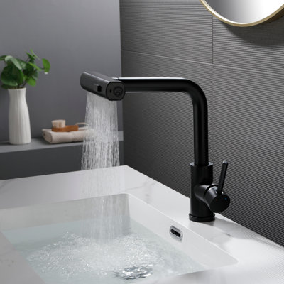 Robinet de salle de bain pivotant à 360 ° en acier inoxydable 11,7 po avec douchette extractible 3 fonctions