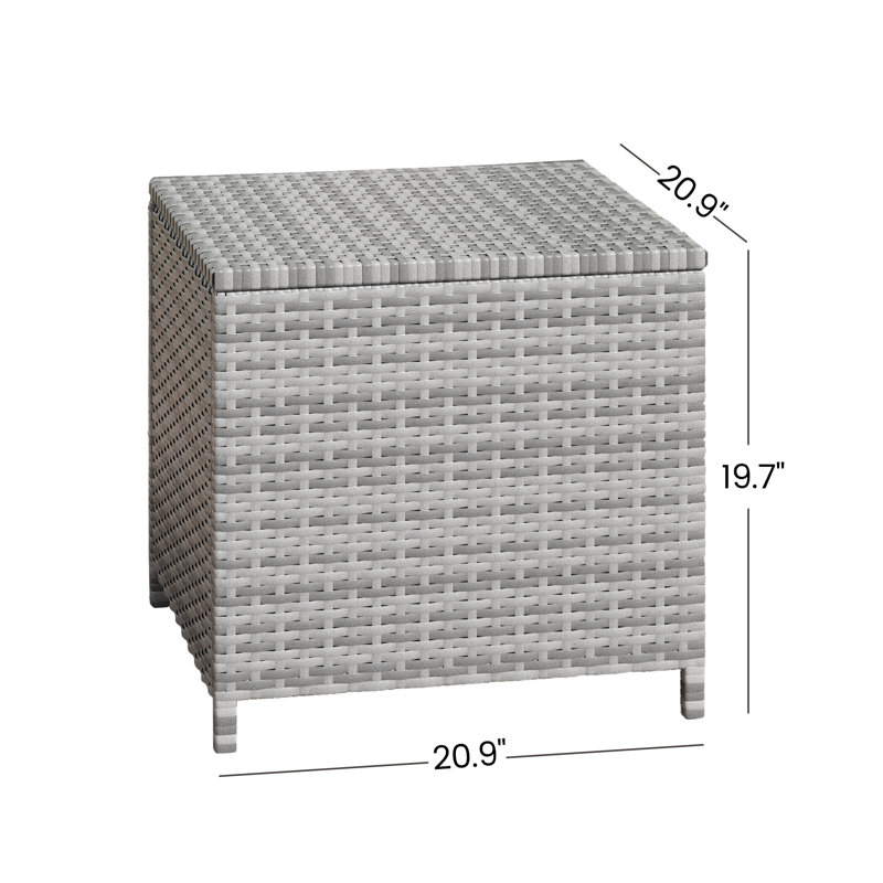  Table d'appoint carrée en rotin avec rangement Alexandia, Gris