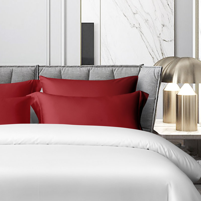 Egyptian-Quality Cotton Sham Covers, 500 Thread Count Cotton Sateen Square Pillow Covers - NTBAY, Red, Queen