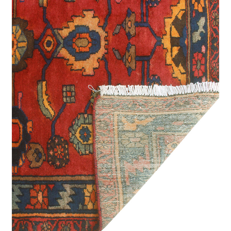 One-of-a-Kind 4'2" x 11'4" 1980s Runner Wool Area Rug in Blue and Yellow
