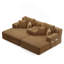 Surdimensionné double méridienne 2 pièces, luxueux canapé convertible en velours côtelé moelleux avec 6 coussins et une poche de rangement-237301955