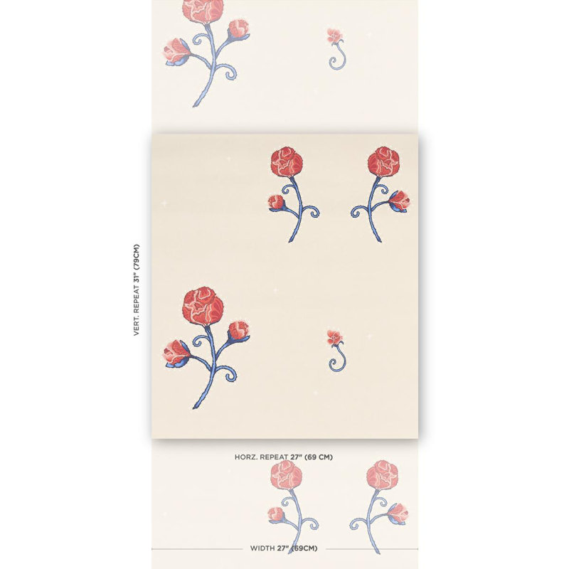 Papier peint Schumacher x Backdrop Rhinestone Cowboy, Coquelicot