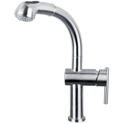 Whitehaus Collection Stainless Steel Single Lever Kitchen Faucet with Pull-out Spray Head