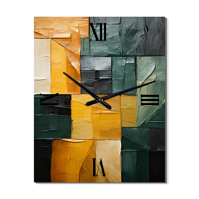 Cubisme géométrique plaines II - horloge murale moderne abstraite, H 28 po x l 12 po x P 1 po
