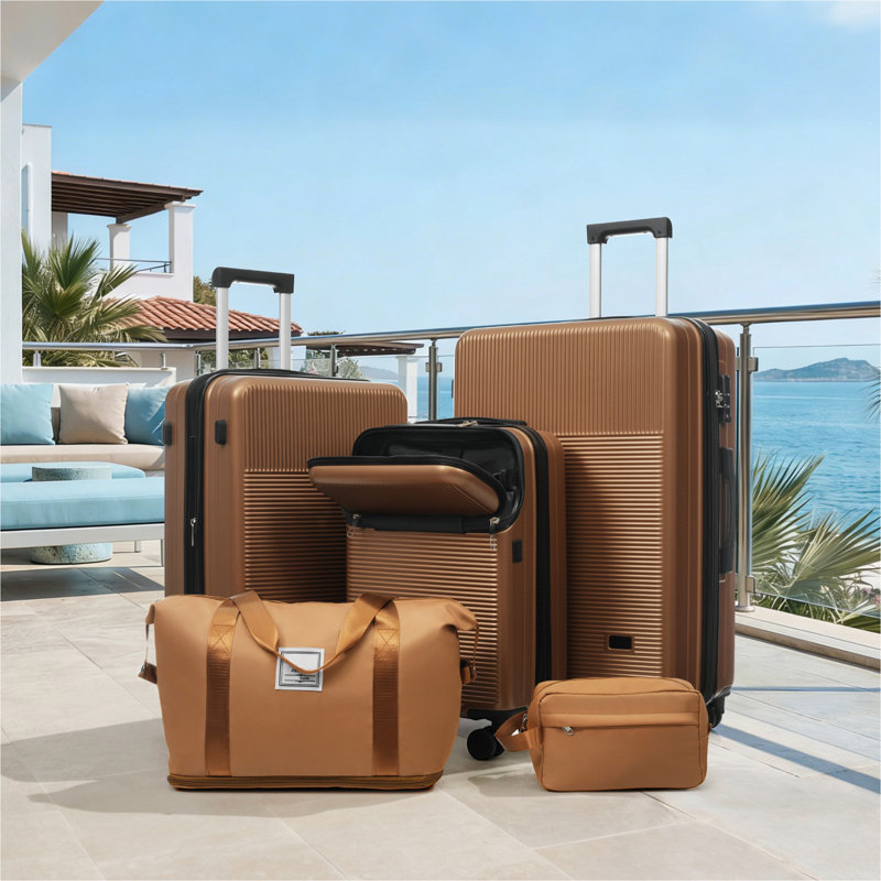 Ensemble de valises rigides 5 pièces avec demi-ouverture, roues pivotantes doubles, port USB et verrous TSA