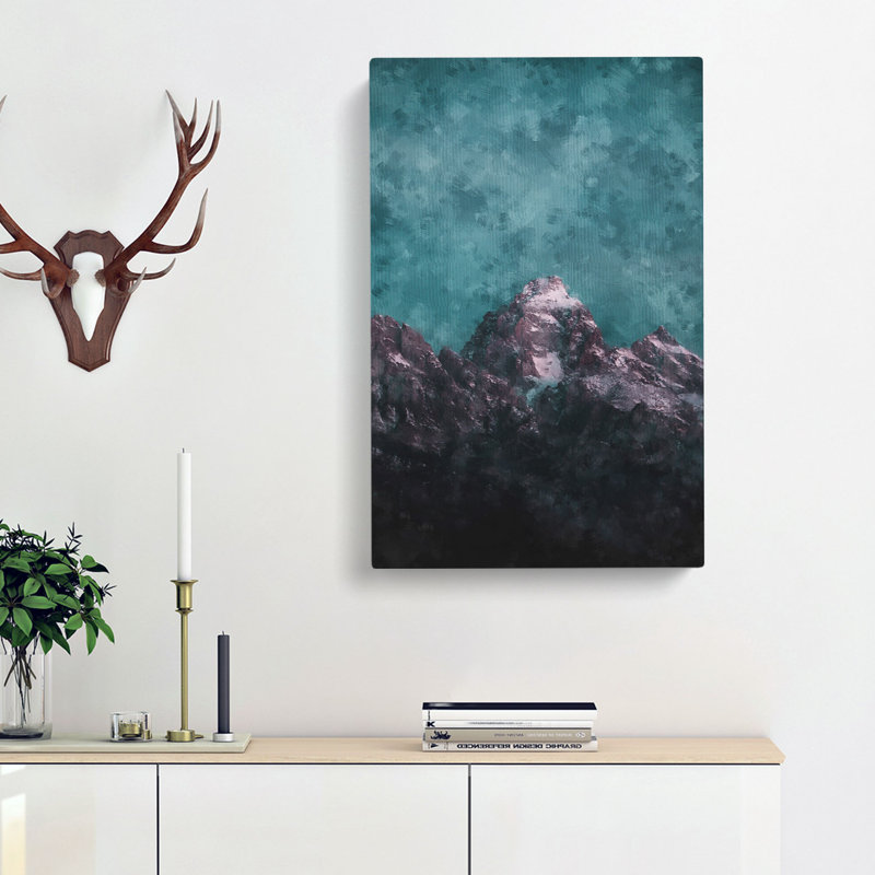 Mountain Peak In Wyoming - Wrapped Canvas Painting, 60cm H x 40cm W x 3cm D