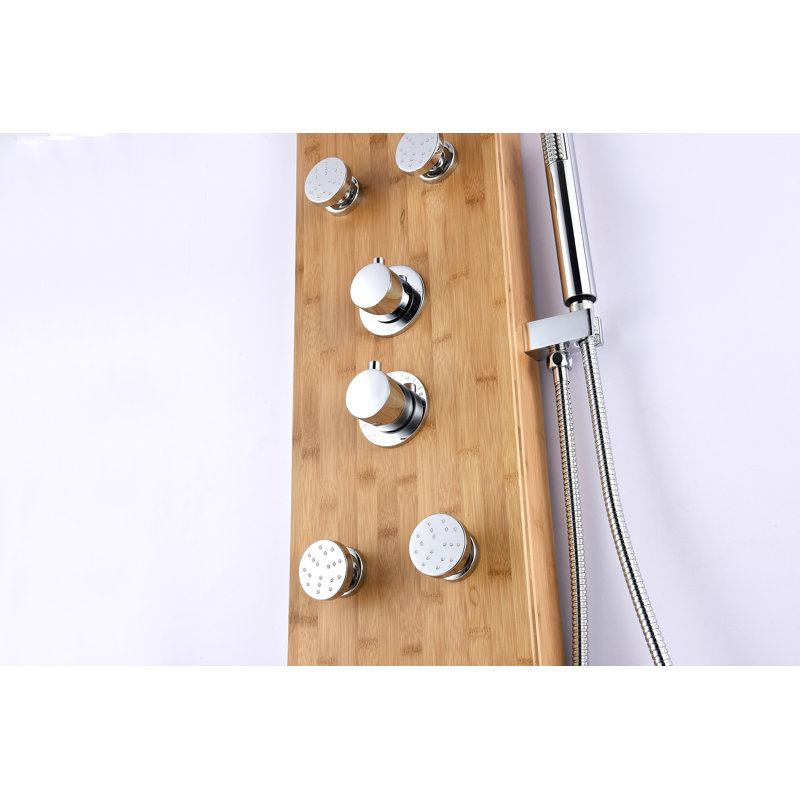 Natural Bamboo 52'' Shower Panel with Chrome Controls