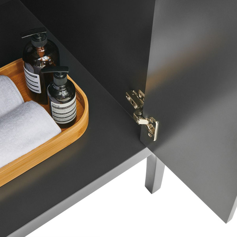 Meuble-lavabo simple 24 po avec comptoir en marbre de Carrare, Noir