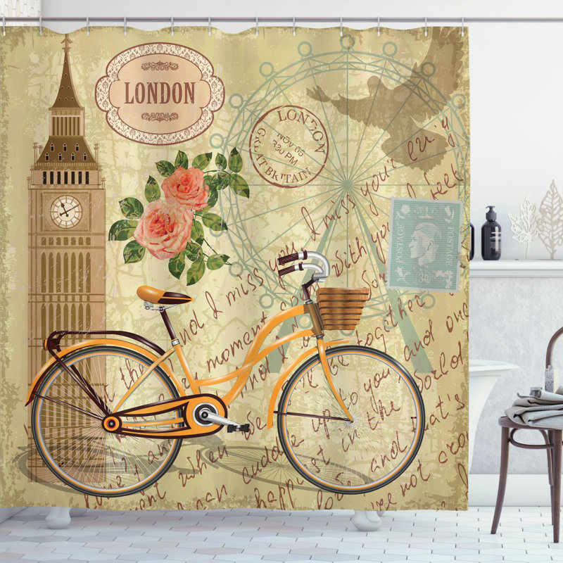 Ensemble de rideau de douche de londres + crochets, H 70 po x l 69 po