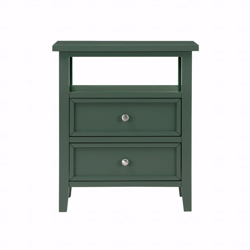 Table de chevet 2 tiroirs, Vert