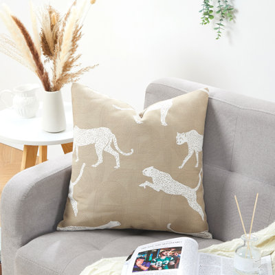 18x18 Inch Leopard Jacquard Throw Pillow Cover – Yarn-Dyed Polyester, Soft & Breathable with Hidden Zipper, Machine Washable Decorative Cushion for Sofa, Couch, Living Room, Bedroom