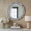 Glass Round Wall Mirror Diamond Framed Venetian Accent Mirror 80x80cm