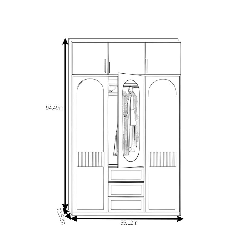Simple Fashion Push And Pull Wardrobe, 94.49" H x 55.12" W x 23.62" D