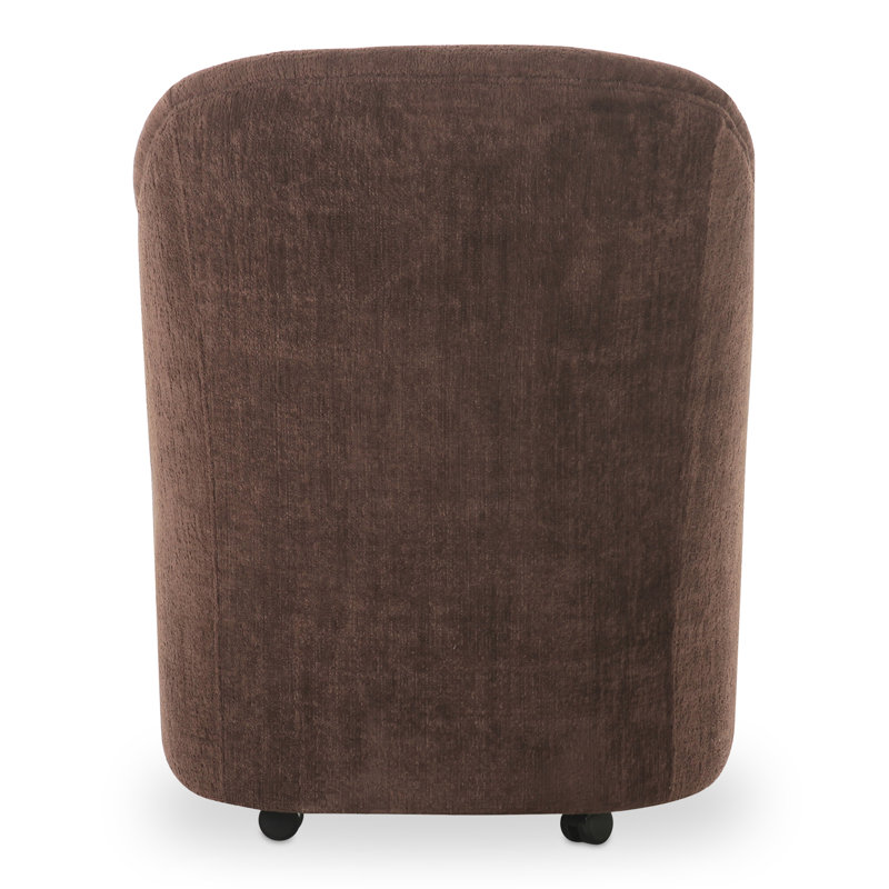 Denice Rolling Dining Arm Chair, Dark Brown Performance Chenille