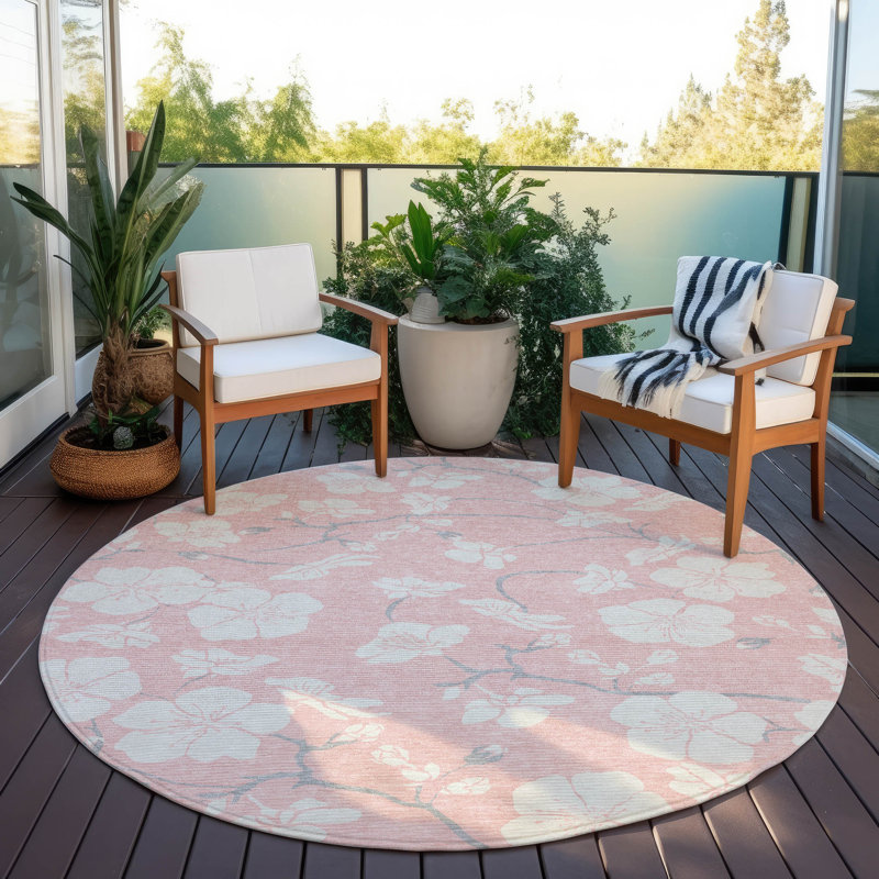  Machine Washable Indoor/Outdoor Chayden ACN1032 Rug, Round 8'
