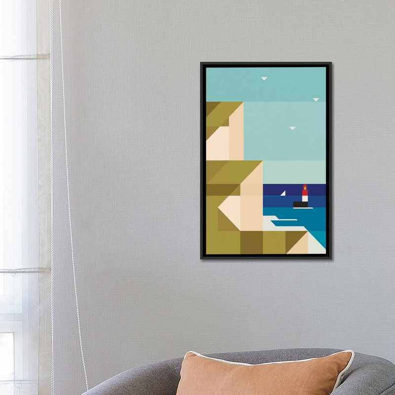 «Sea Cliff» par Antony Squizzato, reproduction sur toile tendue, H 26 po x l 18 po x P 1,5 po, Toile avec cadre noir