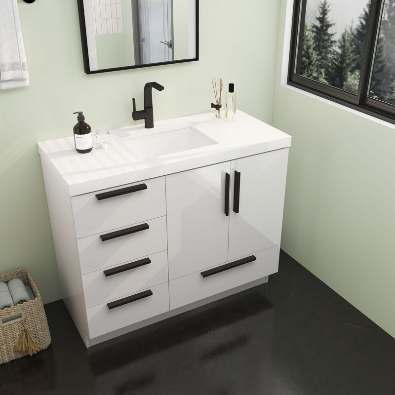 Robincroft 42" Free Standing Vanity With Acrylic Sink, White