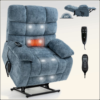 Lift Recliner Chair Heat Massage Dual Motor Infinite Position Up To 350 LBS Large Electric Power Lift Recliners With Power-Remote, Medium-Firm And Heavy Duty