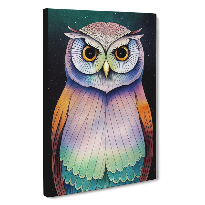Watercolour Owl No.5 Abstract - Wrapped Canvas, 76cm H x 50cm W x 3cm D