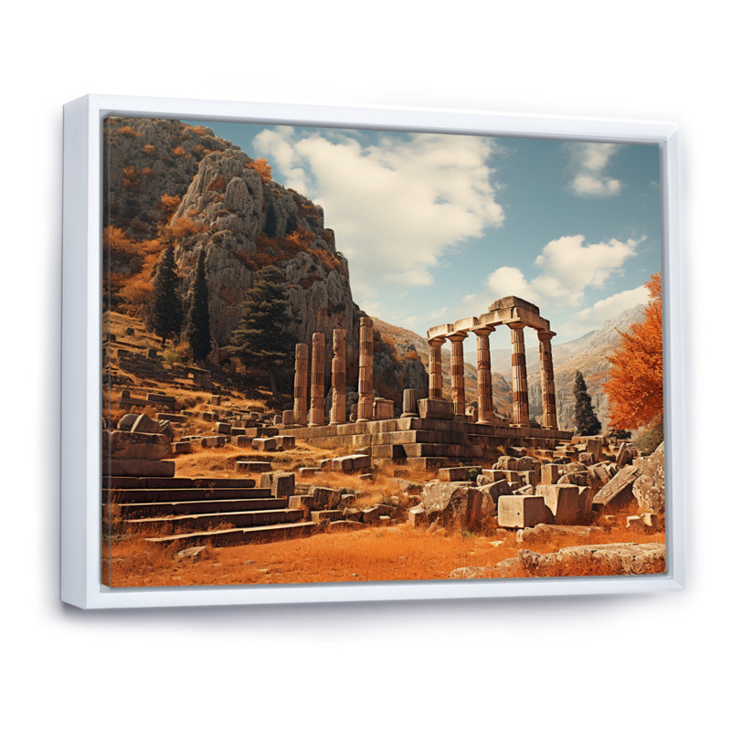Grèce Grèce Mythos II sur toile, H 24 po x l 32 po x P 1 po, Cadre flottant blanc