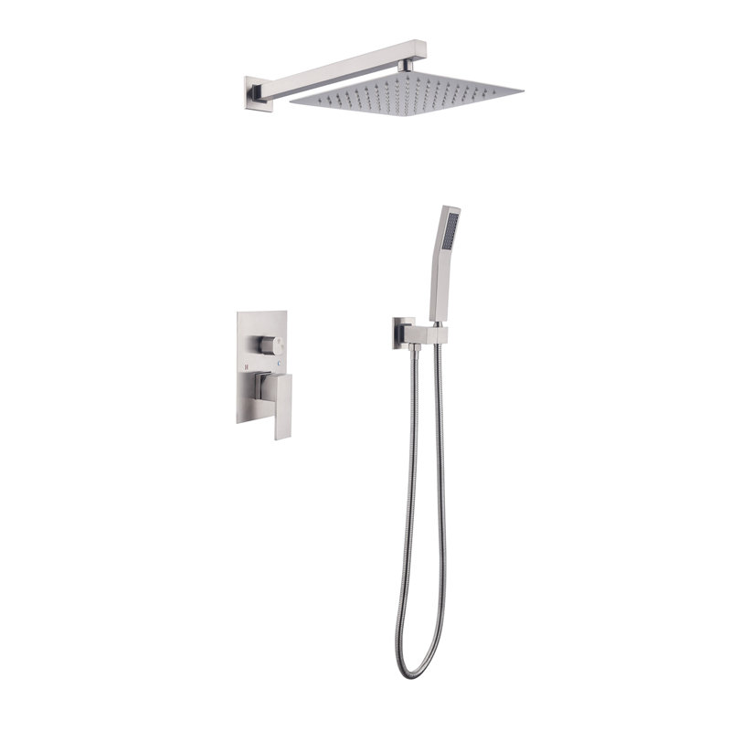 10 Inch Shower Head Bathroom Luxury Rain Mixer Shower Complete Combo Set Wall Mounted, Brushed Nickel