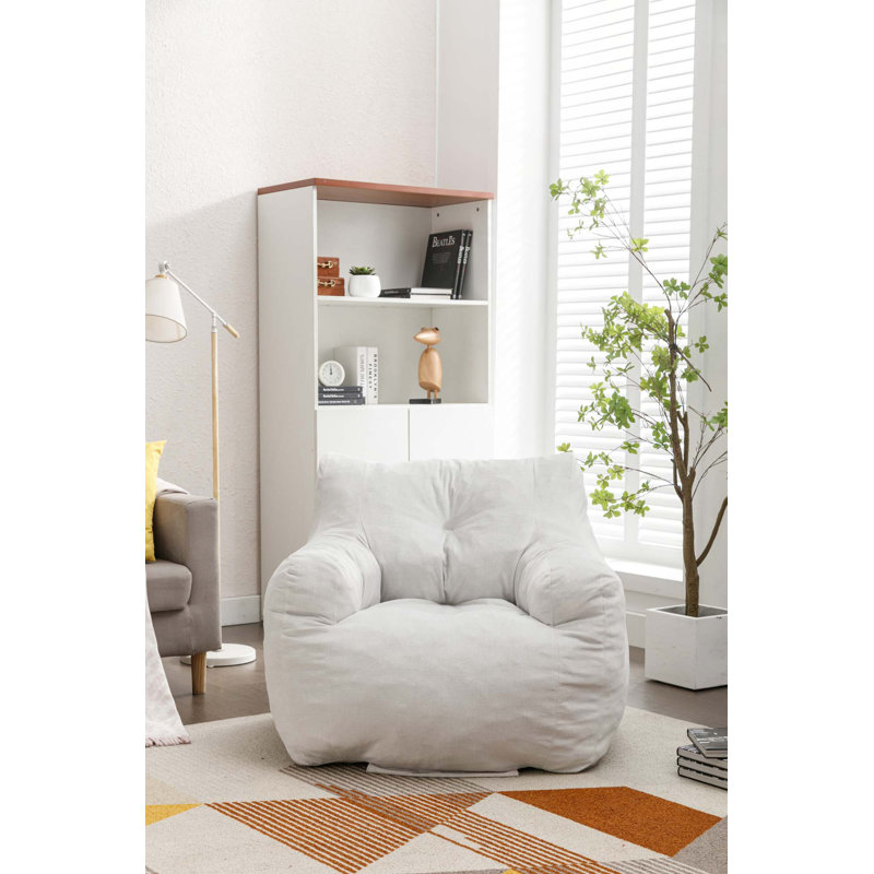Fauteuil à billes en velours doux rembourré d'éponge à mémoire de forme, Velours ivoire