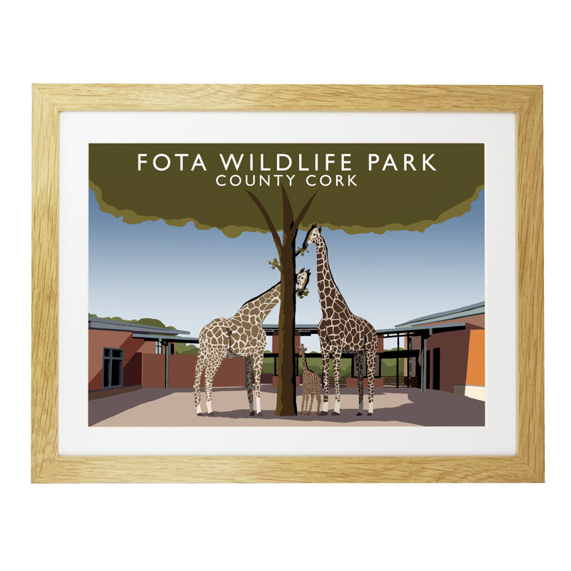 Fota Wildlife Park by Richard O'Neil - Print, 44 cm H x 54 cm W x 2.2 cm D, Oak Wood Frame