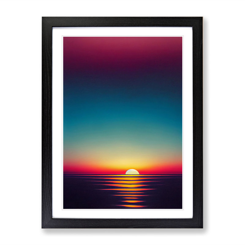 Otherworldly Ocean Sunset - Framed Print, Black, 64cm H x 46cm W x 2cm D