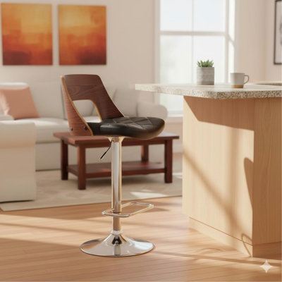 Tabouret de bar pivotant à dossier en bois cintré Bentwood